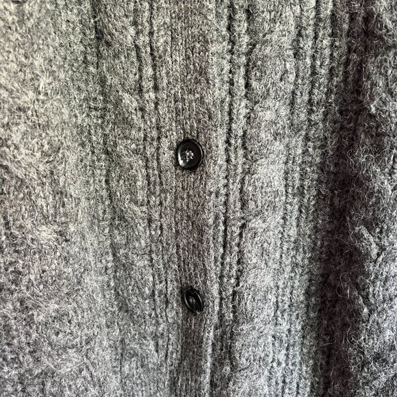 Jenni Kayne Wool & Alpaca Cable Cocoon Cardigan In Charcoal - Picture 6 of 7